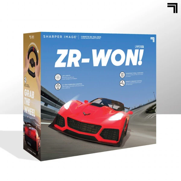 Детский радиоуправляемый Chevrolet Corvette от Sharper Image® с датчиком гравитации и светодиодной подсветкой, красно-чёрный - 8