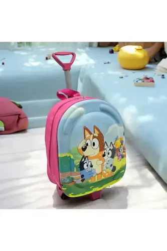 Детский сад Детский сад Детский чемодан Рюкзак Тележка на колесиках-синий - 4