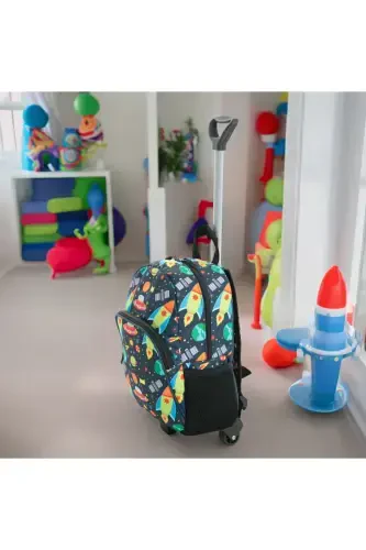 Детский сад Ясли Чемодан на колесиках 2 отделения С карманом для бутылки Водонепроницаемый Рюкзак Повседневное использование С принтом Дошкольный Рюкзак-Разноцветный - Modazone (1)