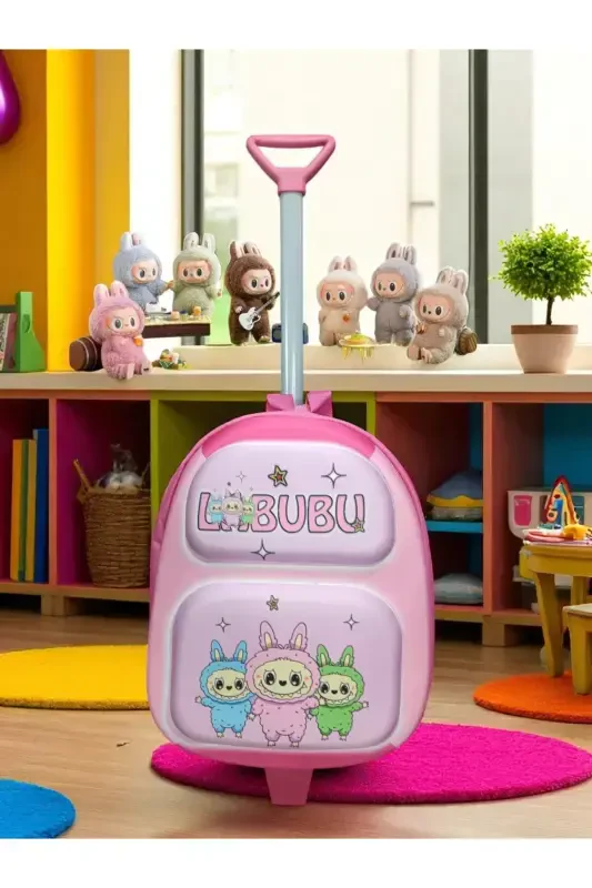 Детский сад Ясли Детский чемодан Рюкзак Чемодан на колесиках - Розовый - 3