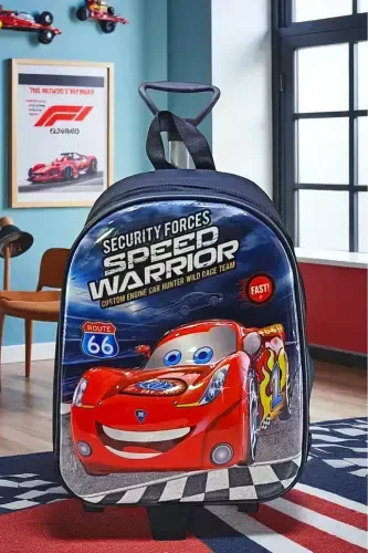 Детский сад Ясли Детский чемодан Рюкзак На колесиках-черный - 1