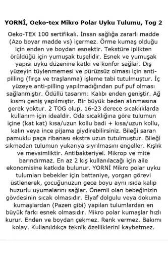 Детский спальный мешок с длинным рукавом из микрофлиса Oeko-tex с вышивкой Tog 2 - YORNI (1)