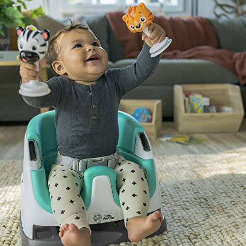 Детский стульчик Baby Einstein Dine & Discover Многофункциональный бустер для кормления и игр на полу с само складывающимся подносом - 22