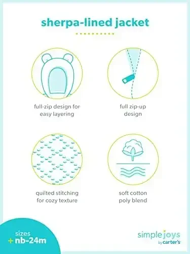 Детский свитер-куртка с капюшоном и подкладкой из шерпы Simple Joys by Carter's, серый, 24 месяца - 6