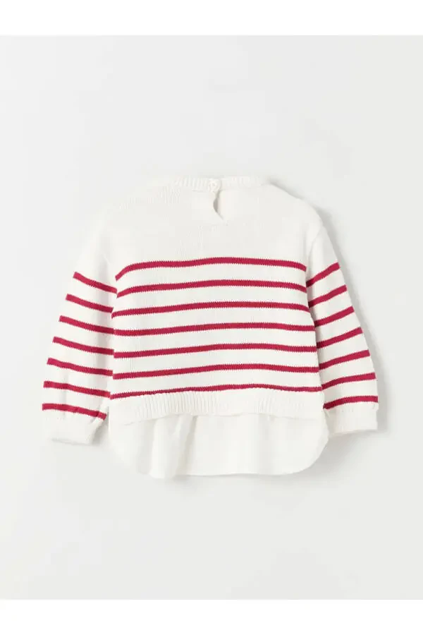 Детский свитер LCW с круглой горловиной в полоску для девочек - 2