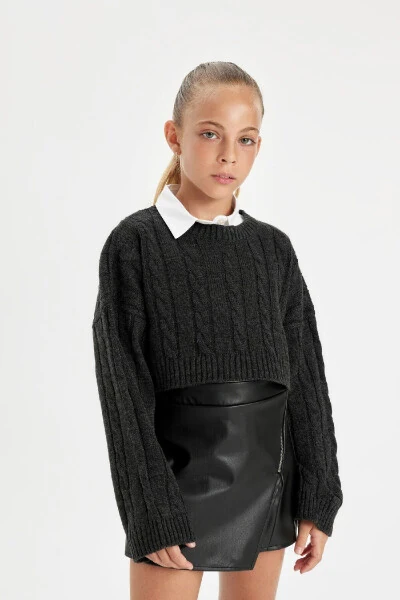 Детский свитер с круглым вырезом для девочек Crop C6934A824AU - 3