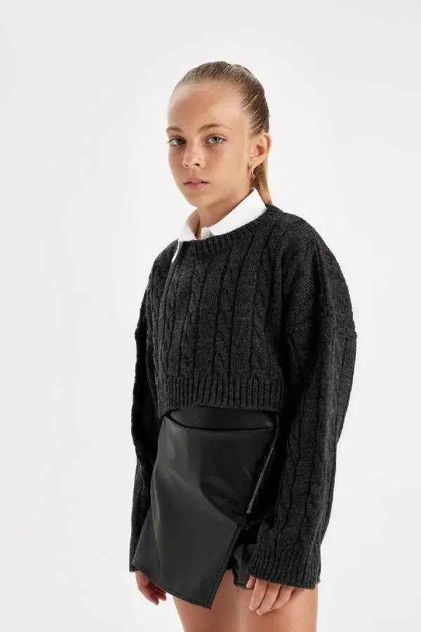 Детский свитер с круглым вырезом для девочек Crop C6934A824AU - 4