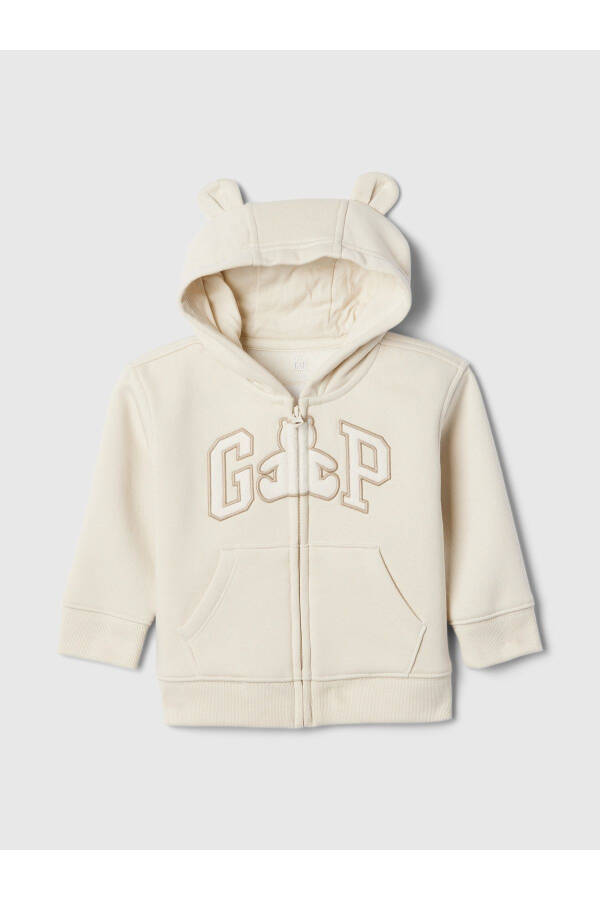 Детский свитер с молнией Gap Vintage с логотипом, сломанный белый - 4