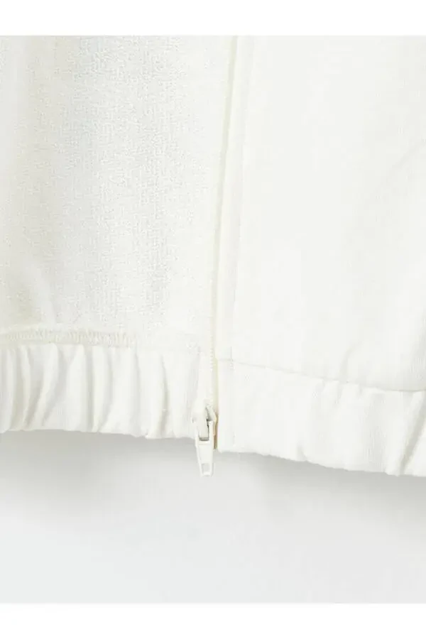 Детский свитшот LCW Kids с молнией, с вышитым изображением Минни Маус, ярко-розовый с воротником стойкой - 3