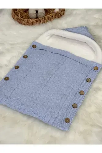 ДЕТСКИЙ ТРИКОТАЖНЫЙ КОКОН WELLSOFT С ДВУМЯ КОСИЧКАМИ - СИНИЙ - 1