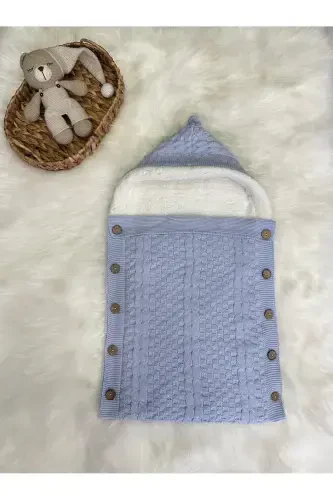 ДЕТСКИЙ ТРИКОТАЖНЫЙ КОКОН WELLSOFT С ДВУМЯ КОСИЧКАМИ - СИНИЙ - 3
