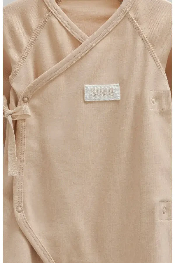 Детский трикотажный костюм для девочек 100% хлопок, боковая молния (0-1, 1-3 месяца с пинетками, 3-6 месяцев без пинеток) - 3