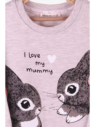 Детский трикотажный туник для девочки с кроликом, бежевый (1,5-2 года) - Бежевый - 5