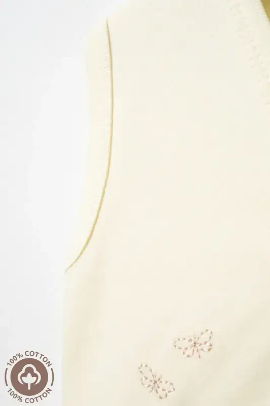 Детский жилет из органического хлопка с вышивкой мишки для девочки, 3-6-9 месяцев, 2 шт. - Желтый-ЖЕЛТЫЙ - 5