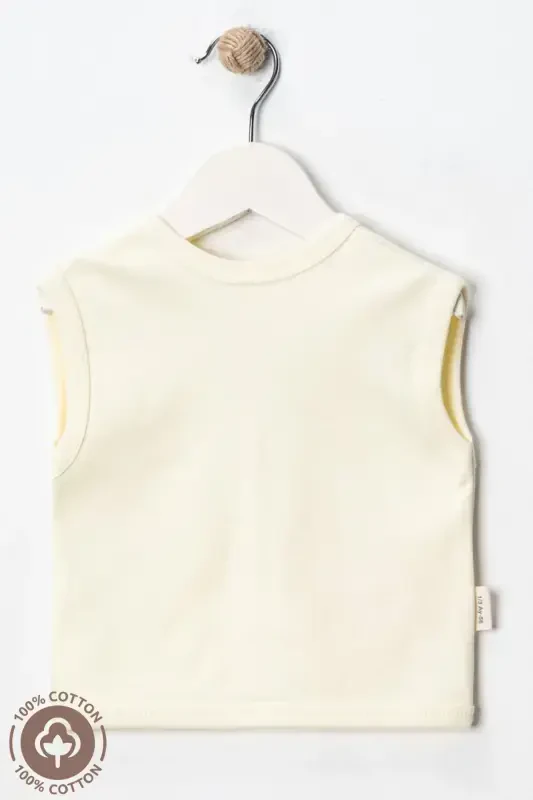 Детский жилет из органического хлопка с вышивкой мишки для девочки, 3-6-9 месяцев, 2 шт. - Желтый-ЖЕЛТЫЙ - 6