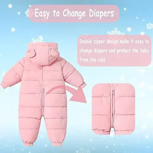 Детский зимний комбинезон Ilyboz Infant Toddler Snowsuit. Милый костюм медвежонка для новорожденных, тёплый капюшон, для мальчиков и девочек. - 2