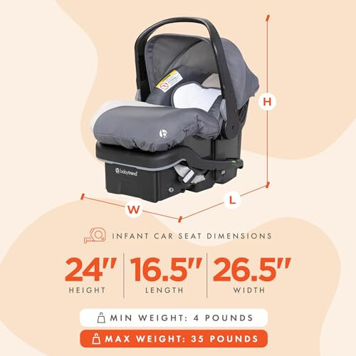 Детское автомобильное кресло Baby Trend EZ Lift 35 Plus Ergonomic Lightweight Rear Facing с базой с несколькими положениями и уютным покрытием, Magnolia Gray - 2