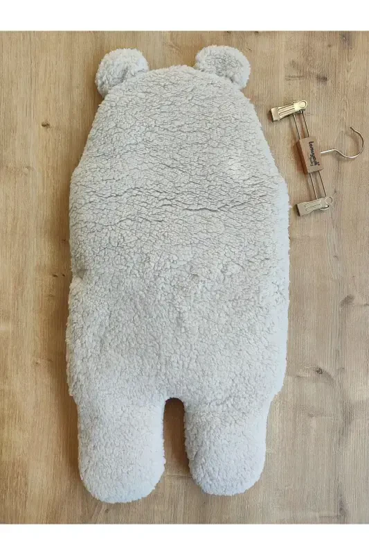 Детское одеяло-пеленка, плюшевый спальный мешок Welsoft с ножками, зимний комбинезон для новорожденных 0-12 месяцев - БЕЖЕВЫЙ - 7