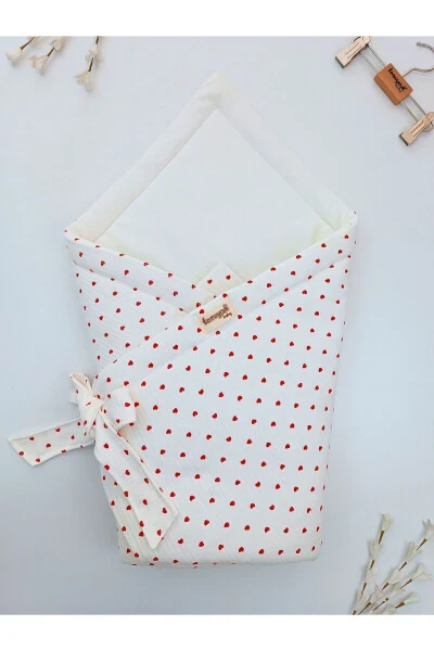 Детское одеяло с сердечком 100% хлопок натуральный органический детский спальный конверт Выписка из роддома новорожденный - TOMUYCUK (1)