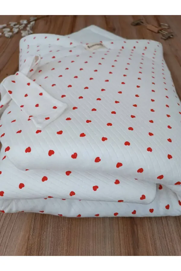 Детское одеяло с сердечком 100% хлопок натуральный органический детский спальный конверт Выписка из роддома новорожденный - 8