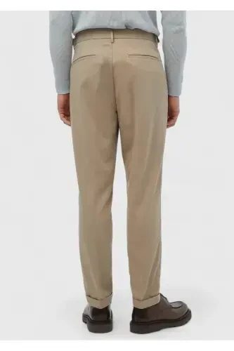 Deve Tüyü Düz Dokuma Carrot Fit Casual Pamuk Karışımlı Pantolon - 4