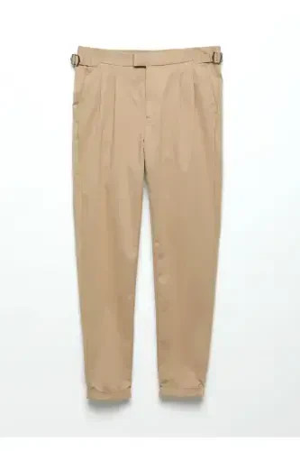 Deve Tüyü Düz Dokuma Carrot Fit Casual Pamuk Karışımlı Pantolon - 5