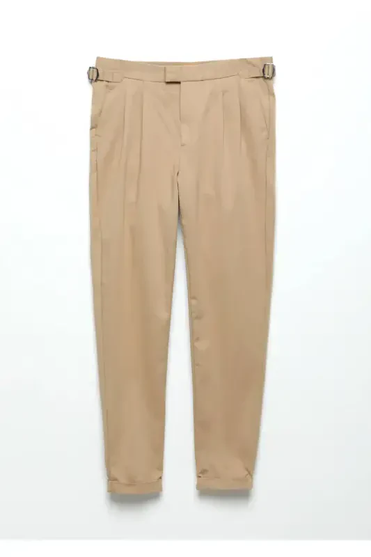 Deve Tüyü Düz Dokuma Carrot Fit Casual Pamuk Karışımlı Pantolon - 5