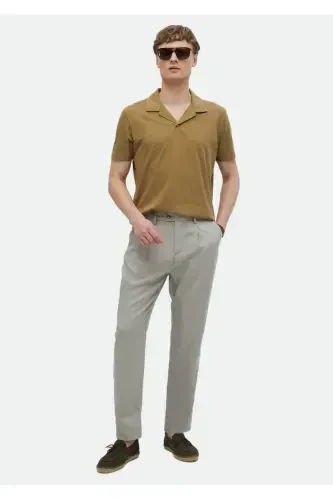 Deve Tüyü Düz Polo Yaka %100 Pamuk T-Shirt - 2