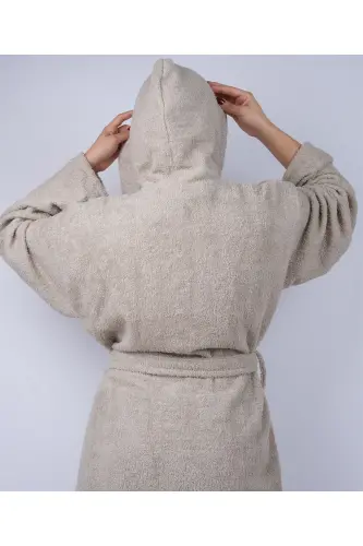 DeveTüyü Renkli %100 Pamuk Bukle Kapüşonlu Model Bornoz (S-M-L-XL-2XL-3XL-4XL) Büyük ve Battal Beden-Deve Tüyü - DC TEKS (1)