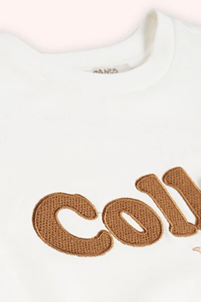 Девочка Экрю Толстовка с Вышивкой - 5