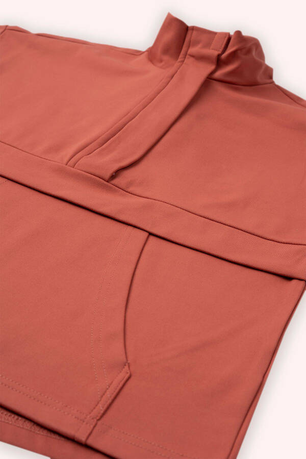 Девочка Карман Деталь Гранатовый Свитшот - 3