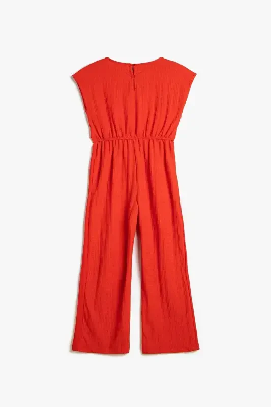 Девочка, комбинезон в полный рост без рукавов, круглый вырез, с поясом, 3skg80060ak - 2