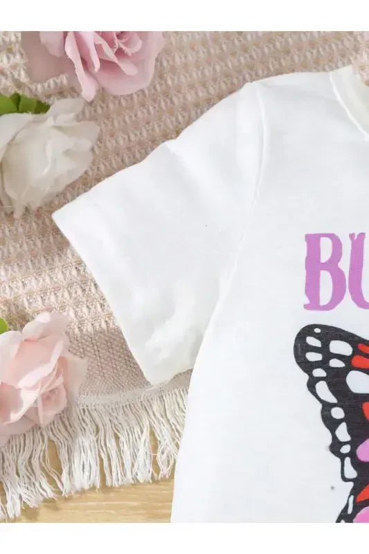 Девочка Лила Butterfly Шорты-Футболка с принтом Комплект - 3