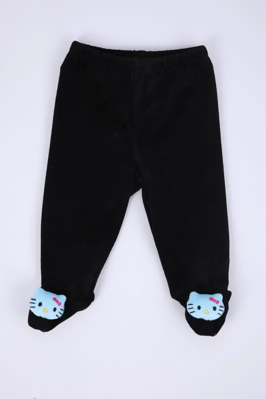 Девочка Мальчик Детские Штаны с Бархатной Игрушкой Hello Kitty - Черный - 2