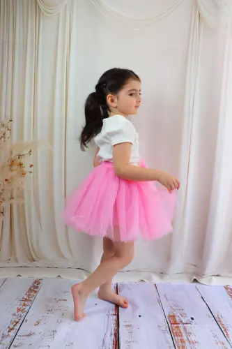 ДЕВОЧКА ПАЧКА ЮБКА,С ПОМПОНАМИ ИЛИ ОДНОТОННАЯ-СВЕТЛО-РОЗОВАЯ - 5