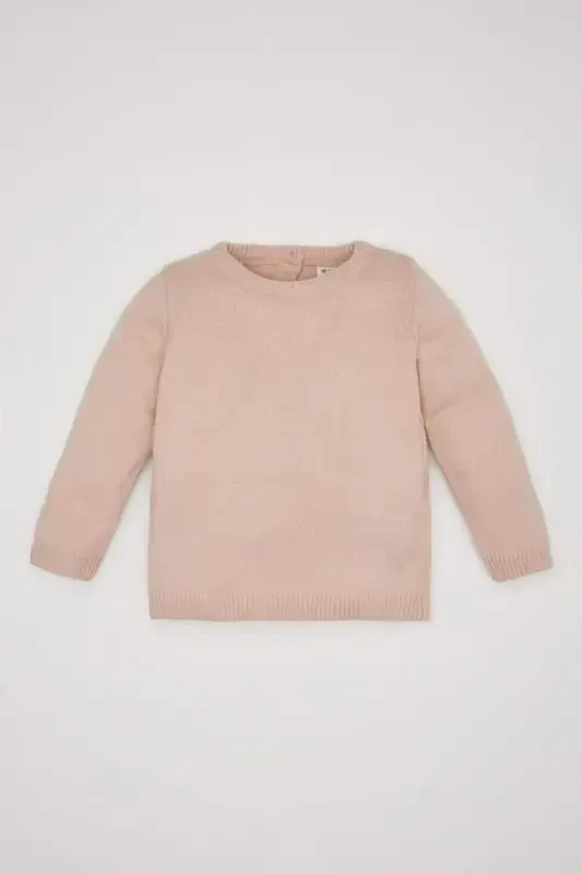 Девочка Регулярный Крой Велосипедная Шея Свитер-Розовый - 5