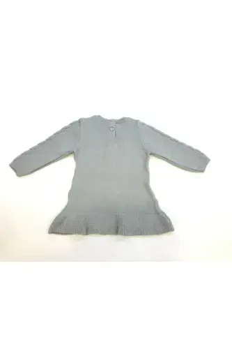 Девочка Серое Трикотажное Платье с Длинными Рукавами-серый - KIDSEV (1)