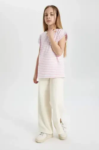 Девочка Wide Leg широкие брюки с разрезом C0310A824SM-Экрю - DEFACTO (1)