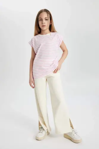 Девочка Wide Leg широкие брюки с разрезом C0310A824SM-Экрю 