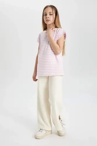Девочка Wide Leg широкие брюки с разрезом C0310A824SM-Экрю - DEFACTO (1)