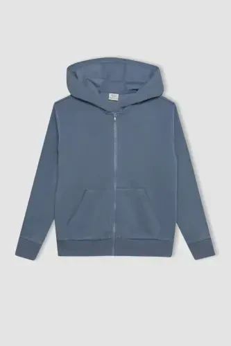 Девочки Basic однотонная толстовка на молнии с капюшоном для школы C8110A824AU-Серый - 8