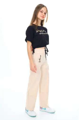 Девочки Комплект Спортивный Трикотаж Компактный 100% Хлопок Двойка - Черный - 2