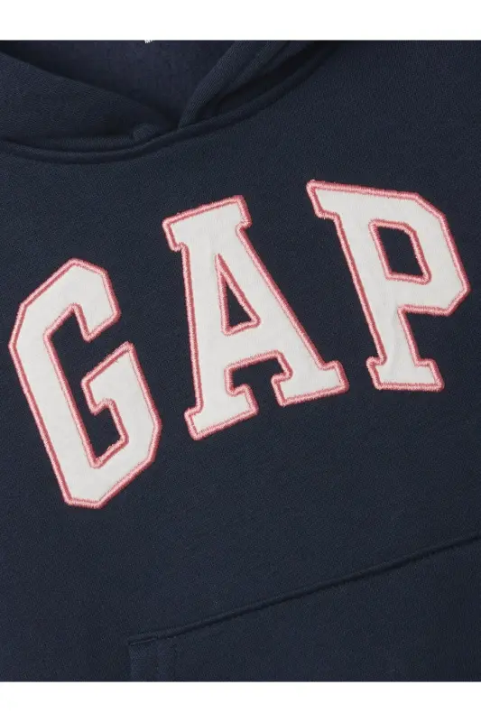 Девочки Младенцы Тёмно-синий Gap Логотип Толстовка на флисе с капюшоном-Тёмно-синий - 2