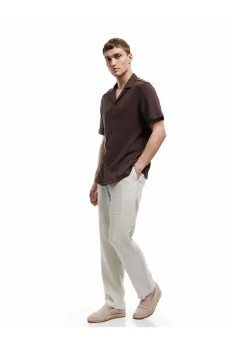 Devrik Yoqa Regular Fit Paxtalik Sochiqli Mato Qisqa - 2
