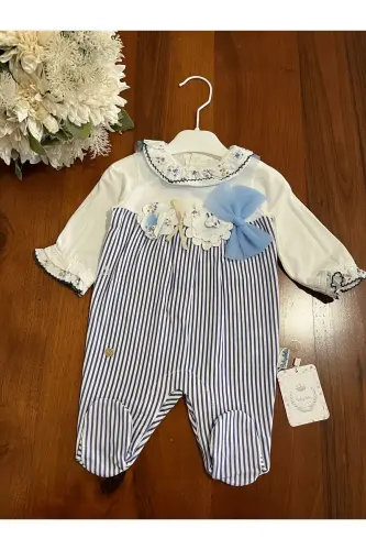 девушка младенец тонкий комбинезон синий в полоску летняя тематика - BABYDOLA (1)