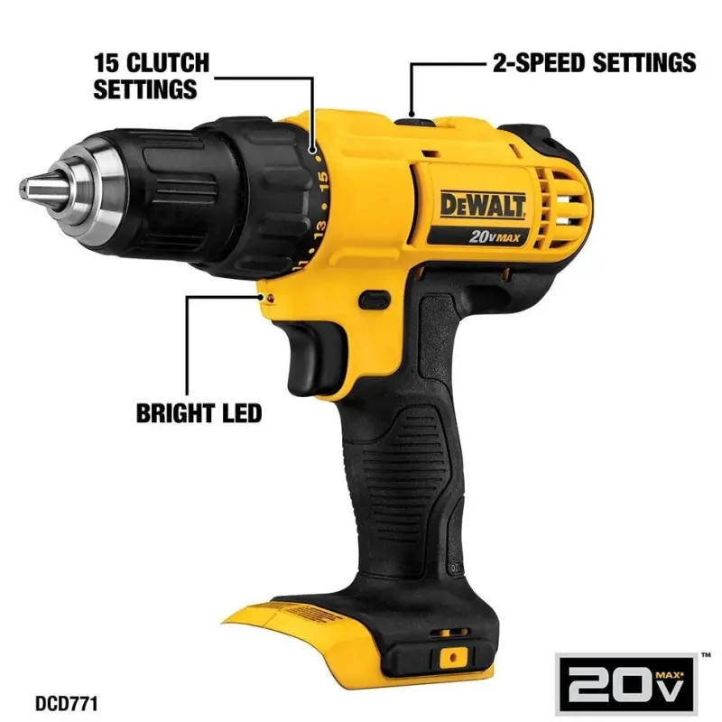 DEWALT 20V Max Cordless Drill/Driver Kit, Includes 2 Batteries and Charger (DCD771C2) - 3