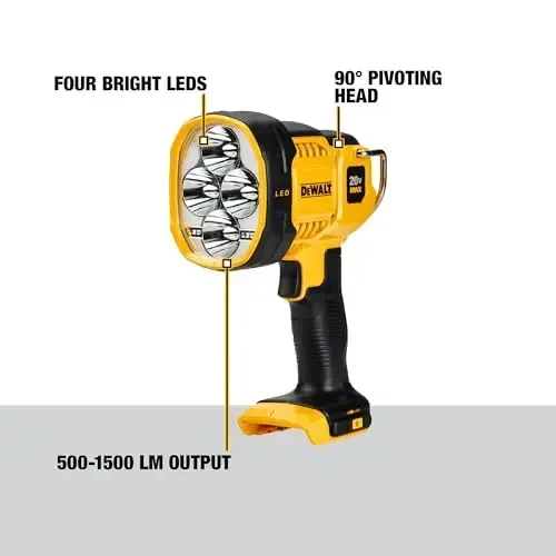 DEWALT 20V MAX LED Work Light, Handheld Spotlight with 508 Yard Distance, Pivoting Head, 1500 Lumens, Cordless, Battery Not Included (DCL043) - 2
