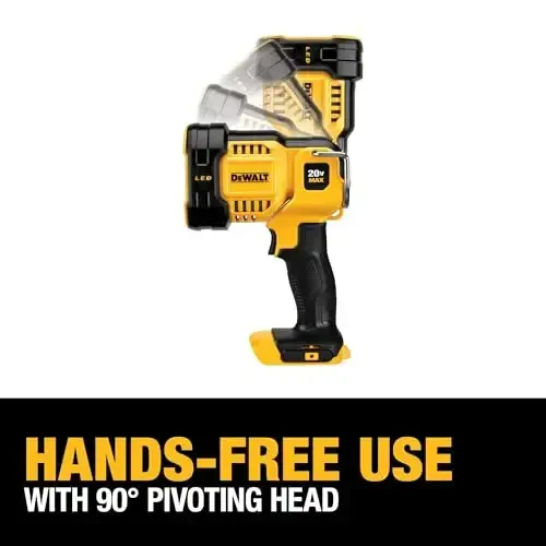 DEWALT 20V MAX LED Work Light, Handheld Spotlight with 508 Yard Distance, Pivoting Head, 1500 Lumens, Cordless, Battery Not Included (DCL043) - 3