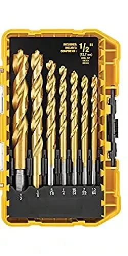DEWALT 20V Max simsiz burgʻulash / haydovchi toʻplami, ixcham, 1/2 dyuymli titan burgʻulash uchi toʻplami bilan, uchuvchi nuqta, 21 dona (DCD771C2 & DW1361) - 5