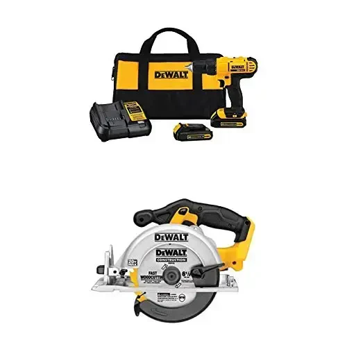 DEWALT DCD771C2 20V MAX simsiz lityum-ion 1/2 dyuymli ixcham burg'ulash moslamasi DCS391B 20 voltli MAX Li-ion aylanma arra bilan 